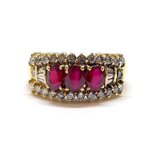 Anello 52 Anello antico - Rubini e diamanti in oro giallo 18 carati 58 Facettes