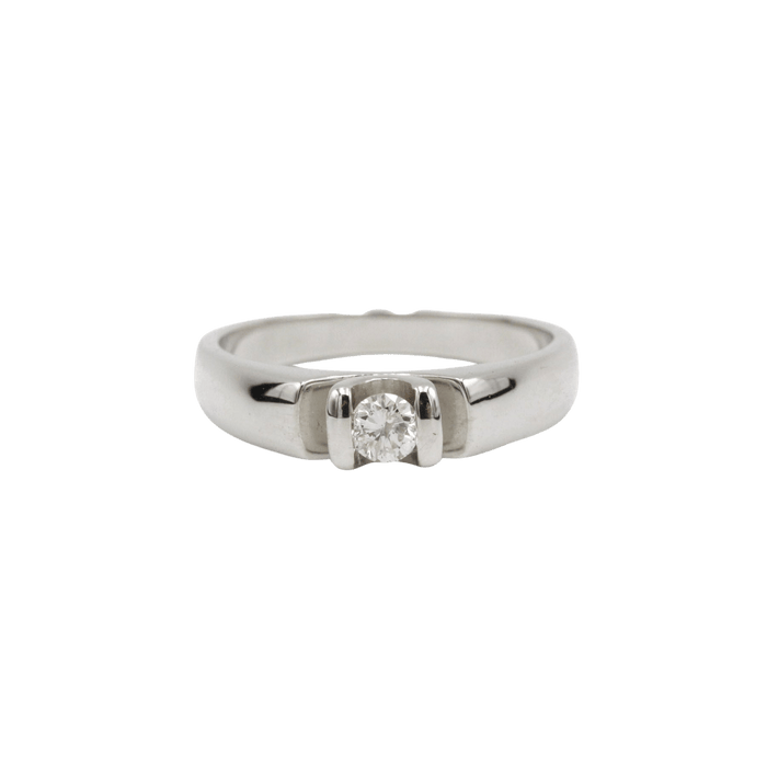 Bague 54 Solitaire or blanc diamant 58 Facettes 220499R