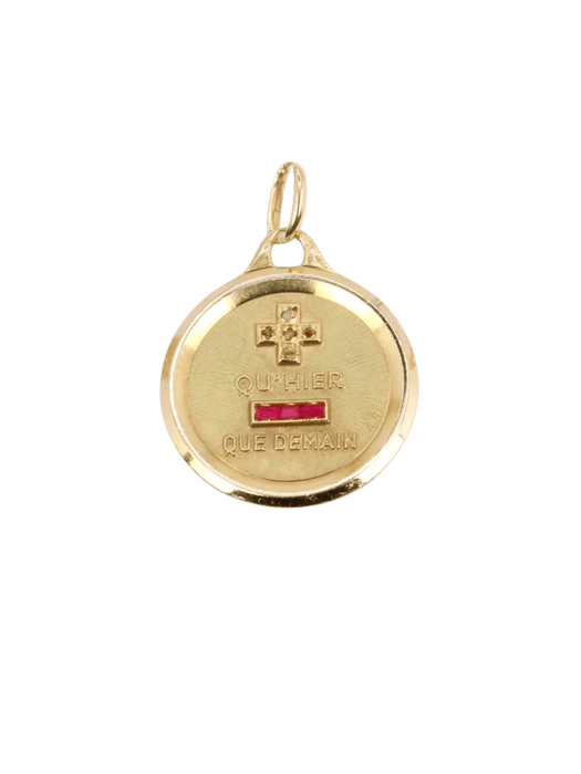 Pendentif AUGIS - Médaille amour grand modèle or jaune diamant rubis 58 Facettes J474