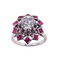Bague 51 Bague or blanc diamant entouré de rubis 58 Facettes 4029