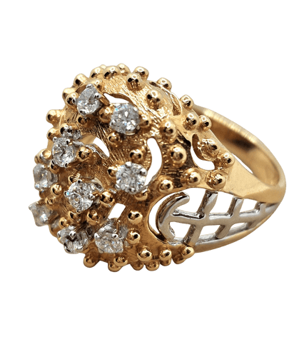 Bague 55 Bague Art Nouveau Vintage Or Rose diamants naturels 58 Facettes 0051