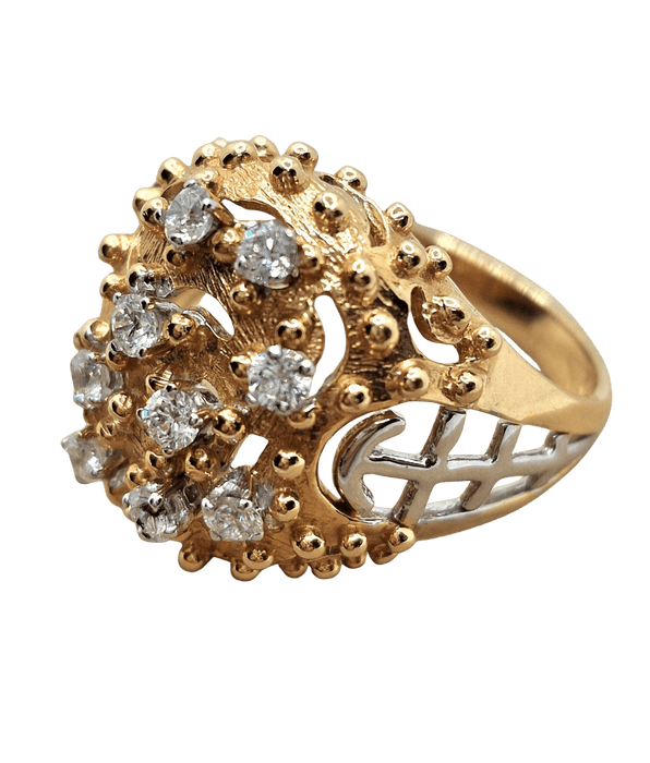 Vintage Art Nouveau Ring in 18kt Rose Gold and natural diamonds