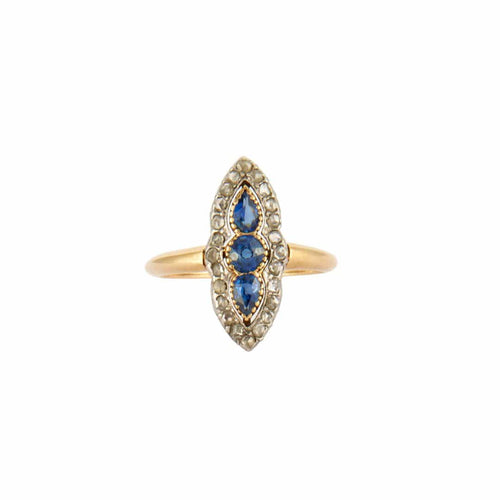 Bague 55 Bague Marquise Saphirs et Diamants 58 Facettes