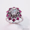 Bague 51 Bague rétro en or blanc 18 carats, diamant 1 ct et rubis synthétiques 58 Facettes 16206