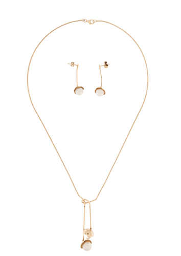 Collier CACHAREL Parure de Bijoux Collier et Boucles d'Oreilles Or Jaune et Perles 58 Facettes