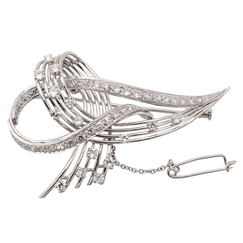 Broche Broche vintage en or blanc 18 carats et diamants 58 Facettes 807602CN