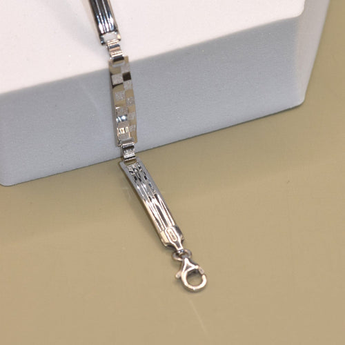 Bracelet Plaque bracelet with checkerboard pattern in 18k white gold 58 Facettes 12335176