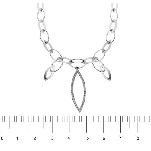 Collier Collier - Chaîne marquise en or blanc 18 ct et diamants 58 Facettes 8119