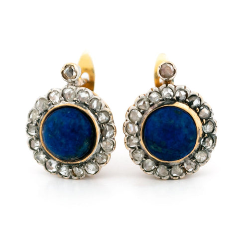 Boucles d'oreilles Boucles d'oreilles en or 18 carats avec diamants et lapis-lazuli 58 Facettes 9A81F6A510C042D1A0371FE9CE305B2E