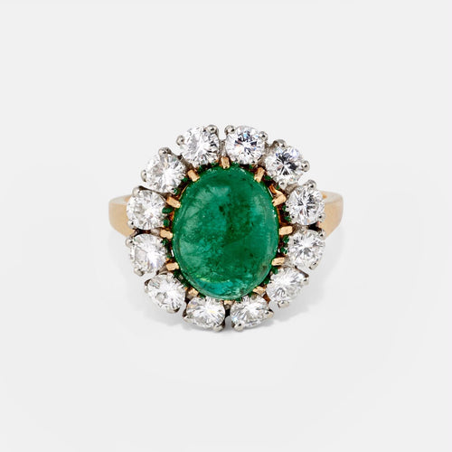 VAN CLEEF & ARPELS - Prsten ze žlutého zlata, Platina, smaragd a diamanty 