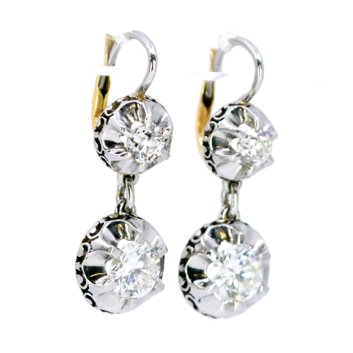 Boucles d'oreilles Boucles d'oreilles Art déco en platine et diamants taille ancienne 58 Facettes D2D9C0338BA4497E9358059C2364AEA6