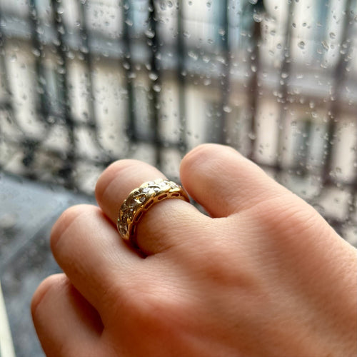 Bague 53 Bague épi en or jaune 18K sertie de diamants 58 Facettes REF24093-256