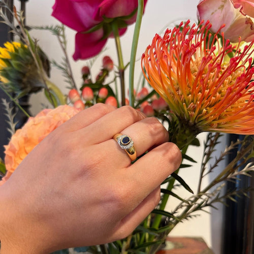 Bague 56.5 Bague saphir et diamants taille brillant en or 18 carats 58 Facettes 67719BDBE6E447E6B303A89F96C9A2EE