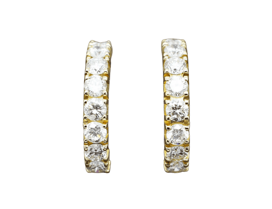 Boucles d'oreilles Demi-Créoles or jaune pavées diamants 58 Facettes A7037