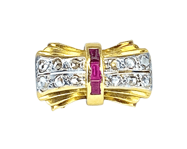Bague 53 Bague Tank en or jaune 18 carats et diamants, vers 1930/1940 58 Facettes AB465