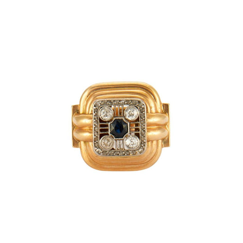 Bague 61 Bague Tank Saphir Diamants 58 Facettes