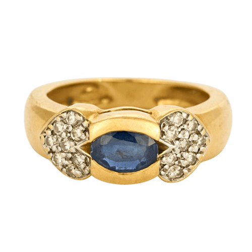 Bague 53 Bague bandeau or jaune, saphir et diamants 58 Facettes 240205