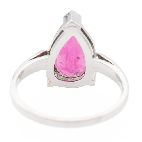 Bague 59 Bague rubélite taille poire en or blanc 18 carats 58 Facettes 902132CD