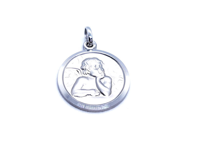 Pendentif Pendentif médaille ange en or blanc 18 carats 58 Facettes 947739CD