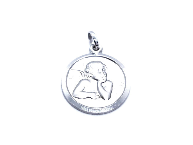Pendentif Pendentif médaille ange en or blanc 18 carats 58 Facettes 947739CD