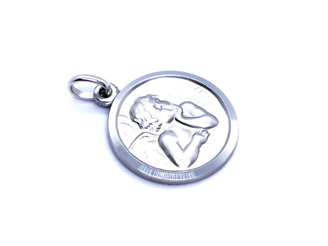 Pendentif Pendentif médaille ange en or blanc 18 carats 58 Facettes 947739CD