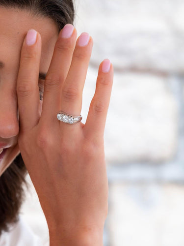 Bague 54 Bague en or blanc 18 carats et diamants taille brillant 58 Facettes 978904CN