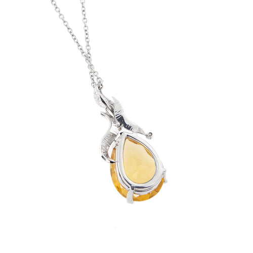 Collier Gorà - Collier à pendentif en or blanc 18 ct avec citrine et diamants 58 Facettes 9992