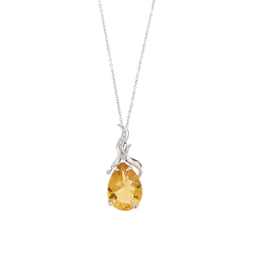 Collier Gorà - Collier à pendentif en or blanc 18 ct avec citrine et diamants 58 Facettes 9992