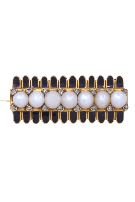 BROCHE ANCIENNE PERLES ÉMAIL ET DIAMANTS 58 Facettes 095641