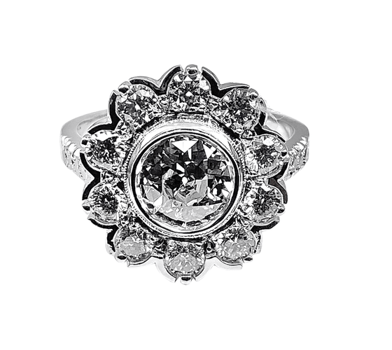 Bague 52 Bague marguerite en or blanc 18 carats : diamant central 1,21 carat 58 Facettes AB333