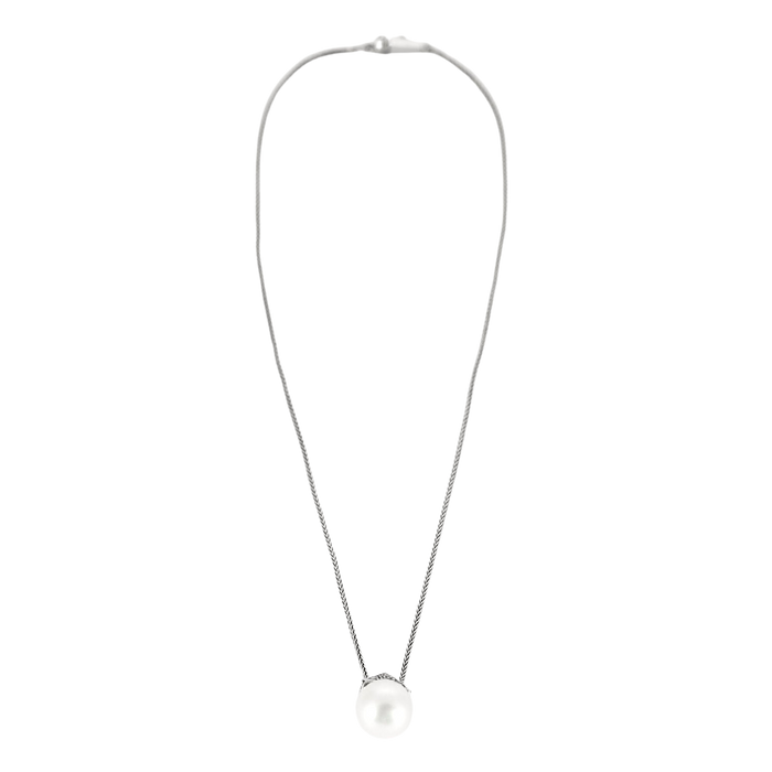 Collana in oro bianco con perle e diamanti