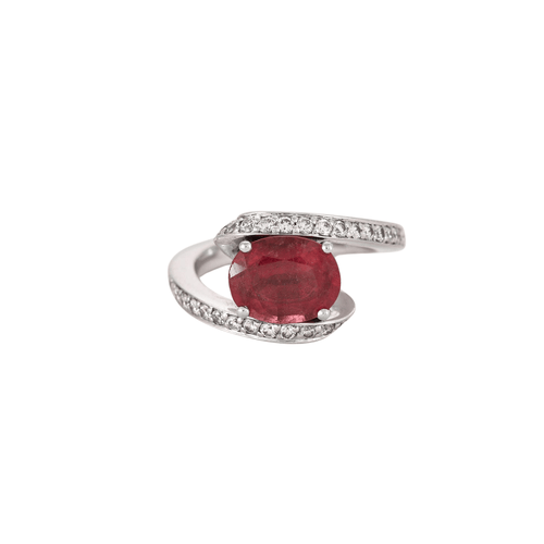 Bague 52 Bague jonc croisé Tourmaline rose Diamants 58 Facettes DV0056-5