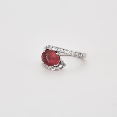 Bague 52 Bague jonc croisé Tourmaline rose Diamants 58 Facettes DV0056-5
