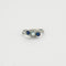 Bague or gris, aigue-marine, saphirs et diamants