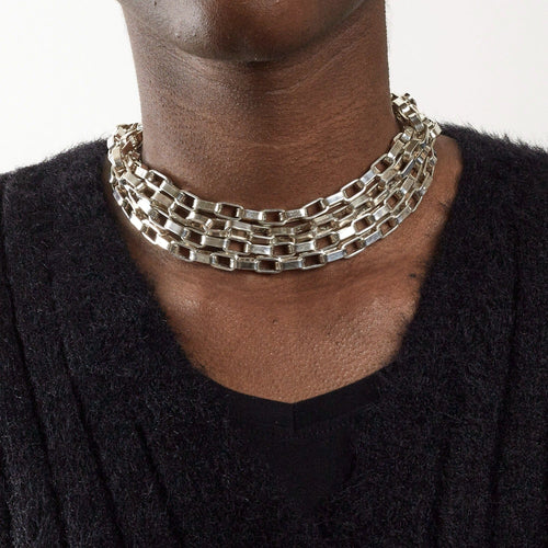 Collier HERMES - DARIUS- Rare Collier ras du cou en argent 58 Facettes DV503-2