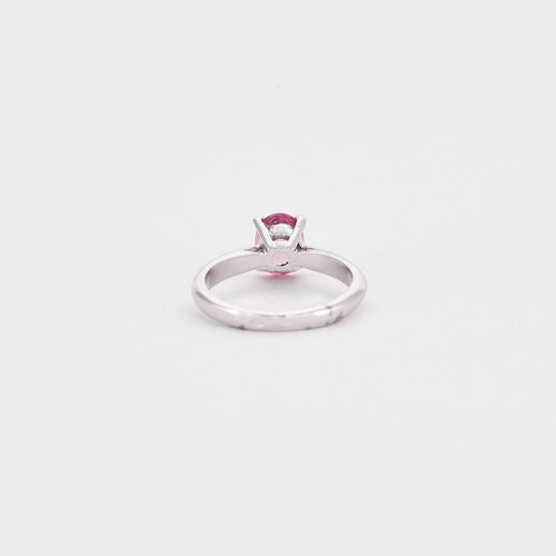 Bague 53 Bague or blanc et Saphir Rose 58 Facettes DV0538-2