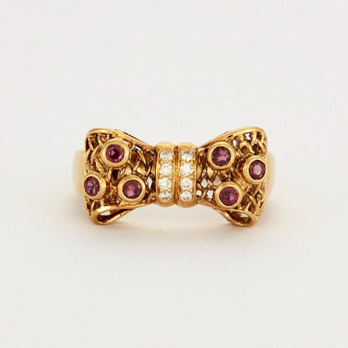 Bague 52 Bague Nœud Diamants et Rubis 58 Facettes DV0542-2
