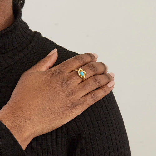 Bague 55 Bague or jaune turquoise 58 Facettes DV0555-1