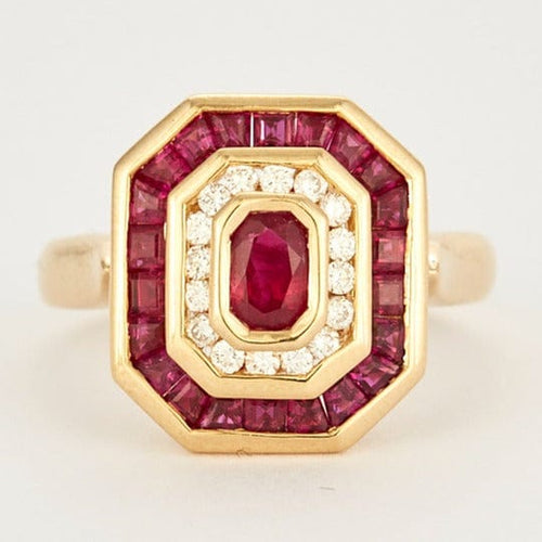 Bague 57 Bague en or jaune, diamants et rubis 58 Facettes DV0577-1