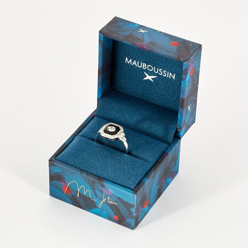 Bague 50 MAUBOUSSIN - Palazzo Portofino- Bague or gris, diamants et laque noire 58 Facettes DV2415-2