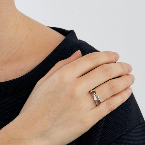 Bague 51 Bague jarretière - améthystes 58 Facettes DV0588-2