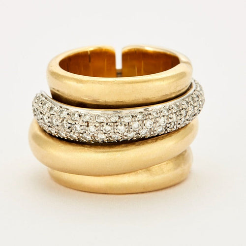 Bague 55 Bague Pomellato - Tubolare or jaune, or gris et diamants 58 Facettes DV1747-8