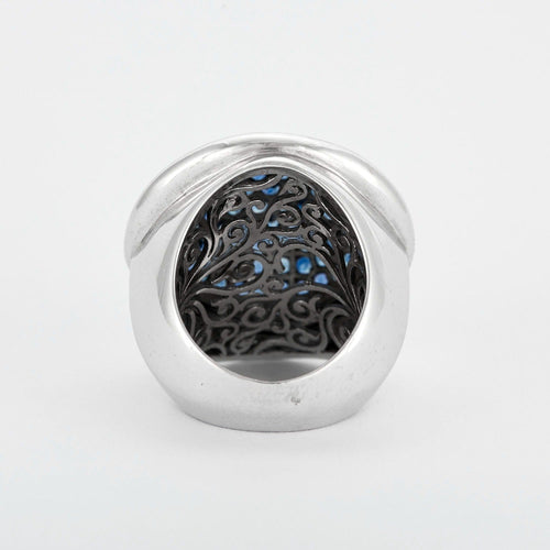 Bague 51 Premiers Joyaux - Bague dôme - or gris et saphirs 58 Facettes DV0597-1