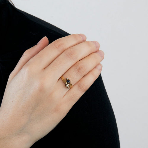 Bague 53 Bague en or jaune saphir et perles 58 Facettes DV0608-10