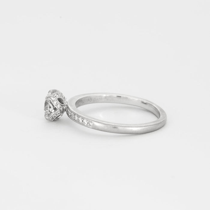 Bague 54 FRED - DELPHINE - Bague solitaire, platine et diamants 58 Facettes DV0614-1