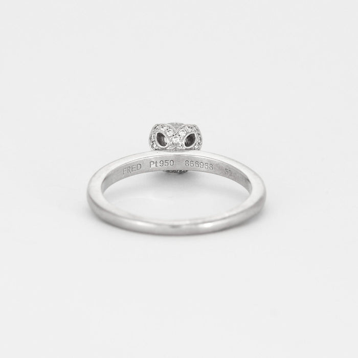 Bague 54 FRED - DELPHINE - Bague solitaire, platine et diamants 58 Facettes DV0614-1