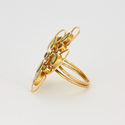 Bague 51.5  Claire de Divonne - Bague Fleur en or jaune saphirs , péridots, topazes 58 Facettes DV3020-11-515-3