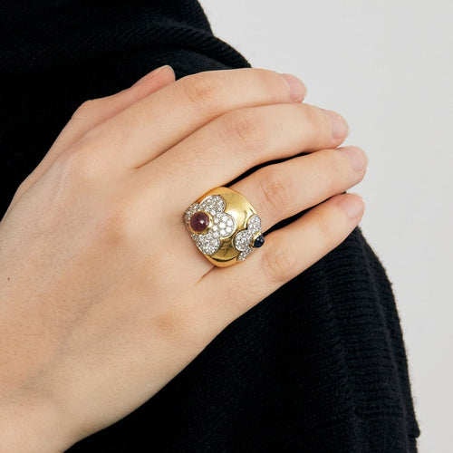 Bague 53 Bague boule sertie d'un rubis, saphir et diamants 58 Facettes DV0090-2