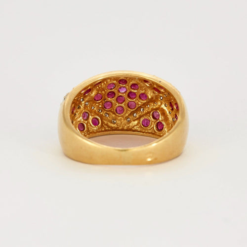 Bague 54 Bague Boule en or jaune rubis facettés et lignes de diamants 58 Facettes DV2518-1