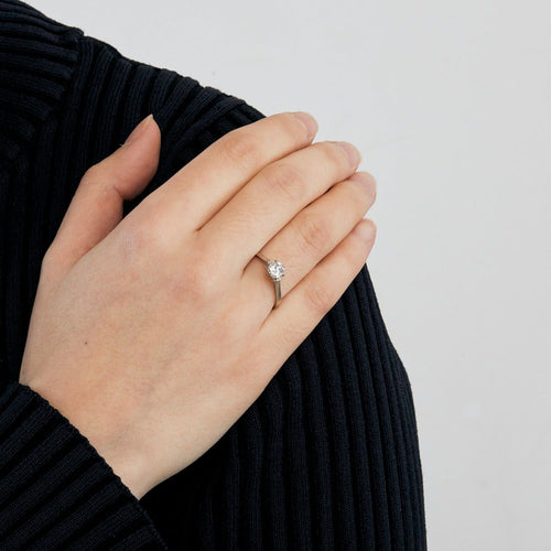 Bague 57.5 Solitaire or gris 58 Facettes DV0620-4-575-2